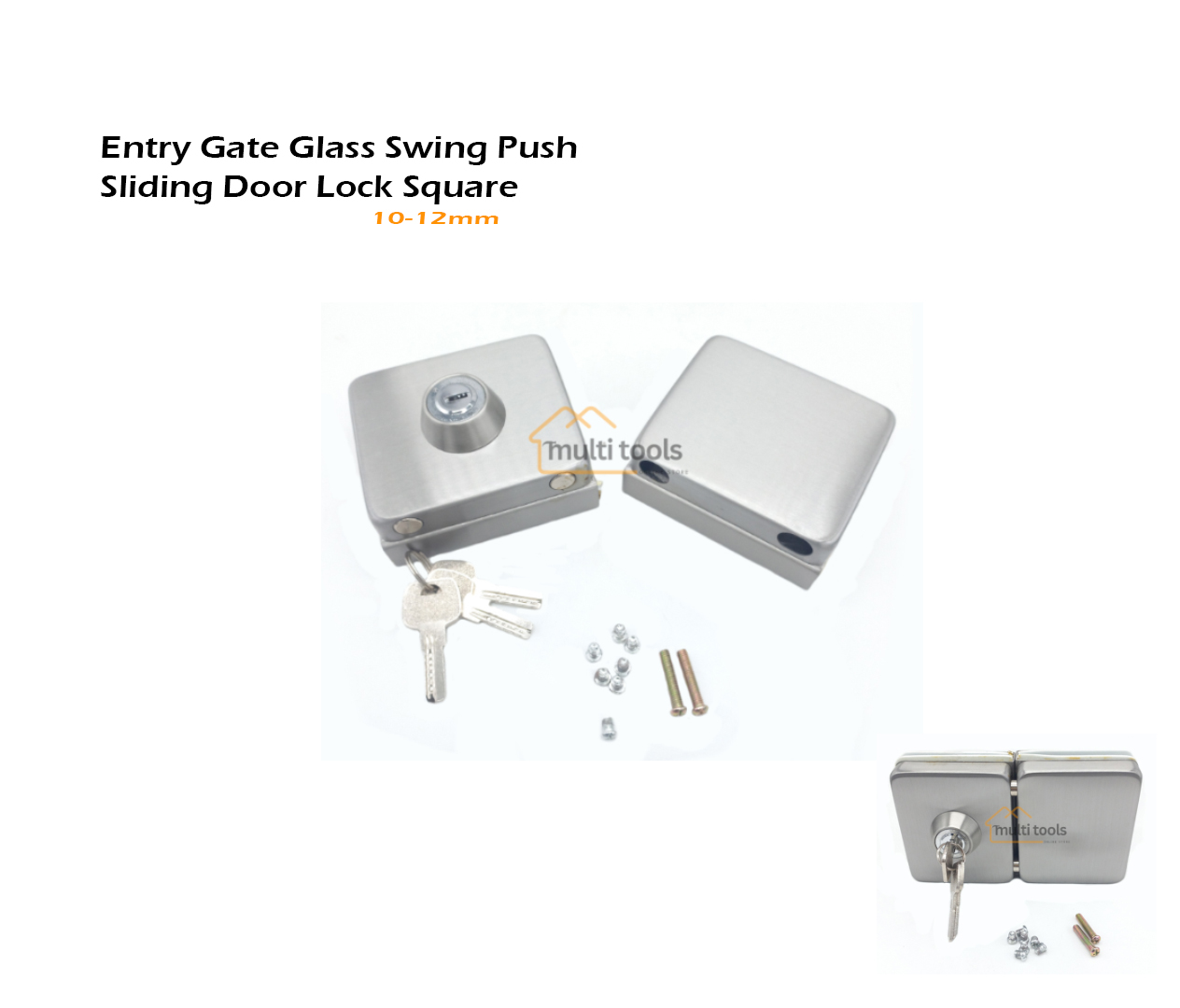 Entry Gate 10-12mm Glass Swing Push Sliding Door Lock Square